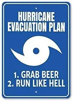 План эвакуации SaNavie Hurricane Grab Beer Run Like Hell Юмор Знак Забавный металлический знак Паб