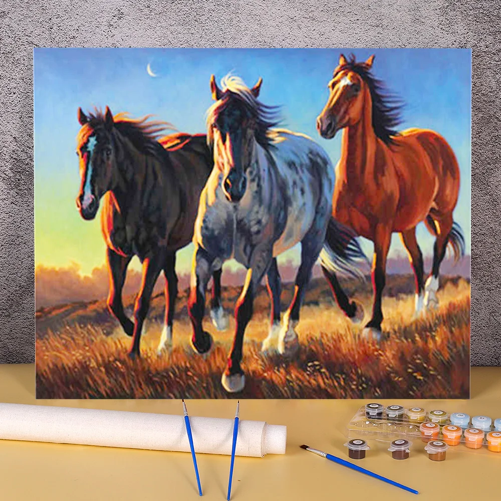 

Hand-painted Crafts Oil Painting By Numbers Horses Animal Picture for Acrylic Paint With Number Adults Wall Art Paintings Decor