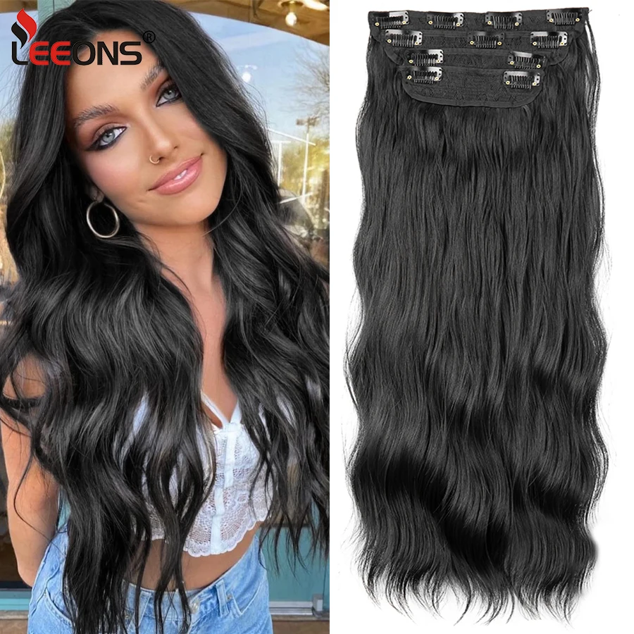 

Synthetic 11 Clip In Hairpiece Natural Wavy 20 Inch 4Pcs Long Thick Wavy Curly Clip Ins Hair Extensions Full Head For Women
