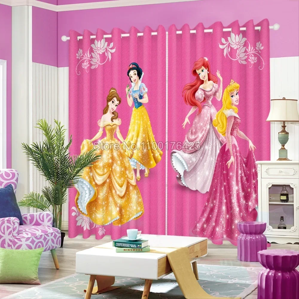 Розовые занавески Принцесса Диснея эркеры для гостиной на окна с мультяшным