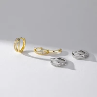 925 sterling silver geometric open cross hoop earrings for women simple temperament inlaid zircon small earrings party jewelry