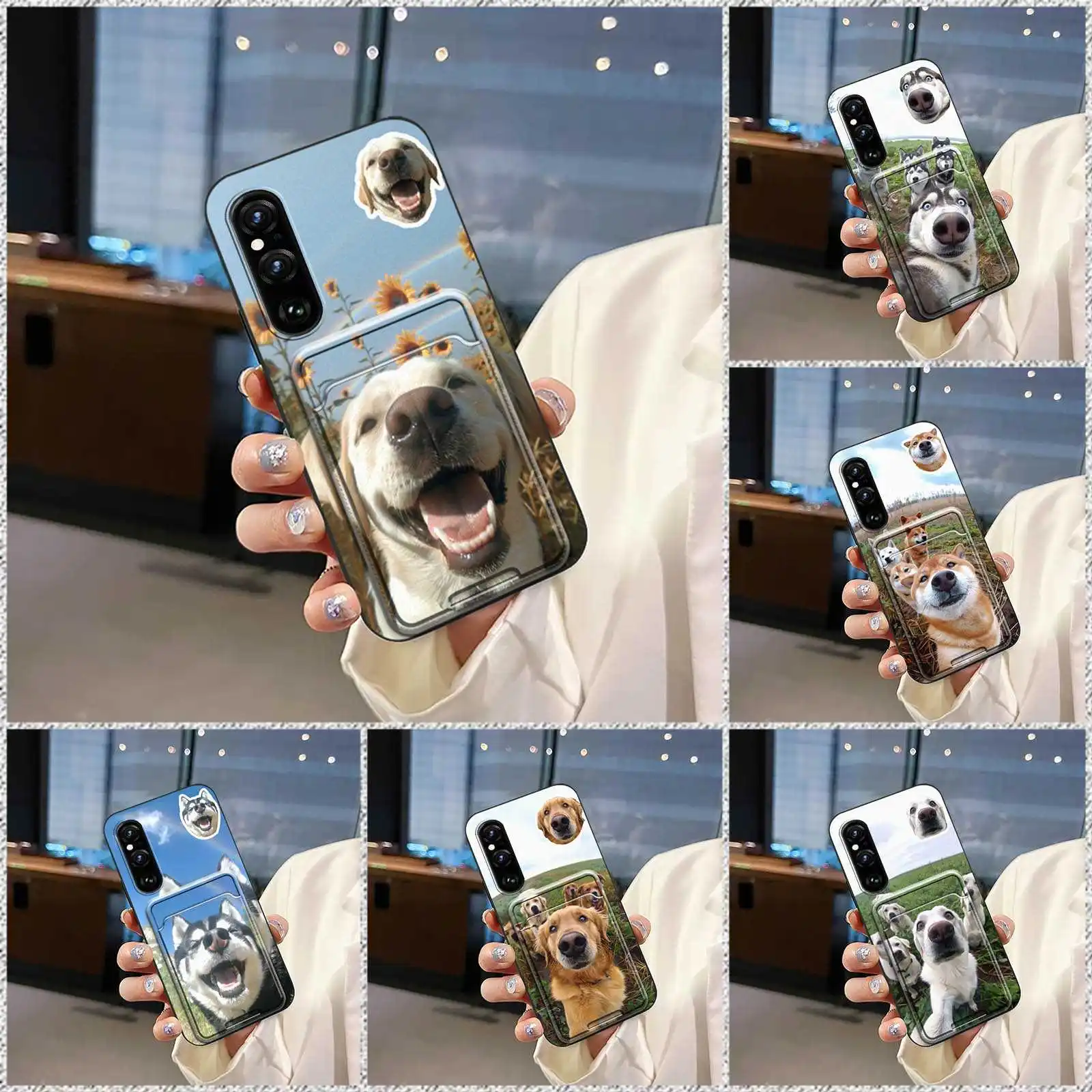 Фото Мягкий чехол для телефона Sony Xperia 1 V 2023, грязеотталкивающий ТПУ слот для карт, противоударная сумка для карт с граффити для собак, кошка №5