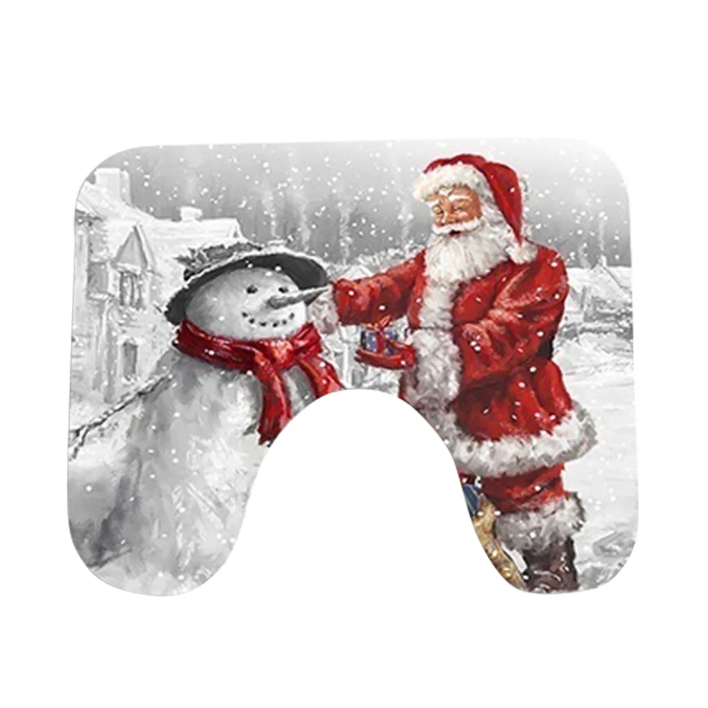 

4-Piece Set Of Santa Claus Snowman Bathroom Mat Cover Bathing Toilet Cover Christmas Party Decoration Supplies Combination