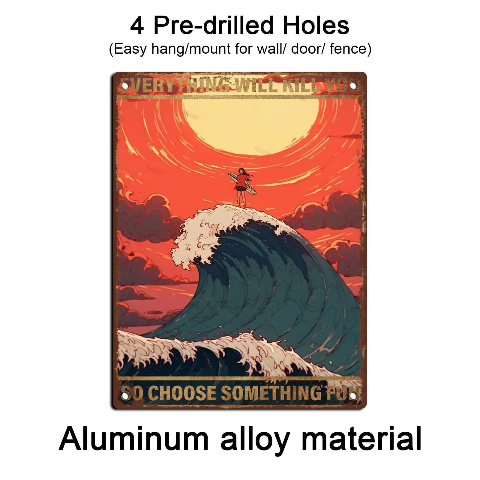 FLFGIDD Оловянная вывеска для серфинга металлическая настенная табличка в стиле
