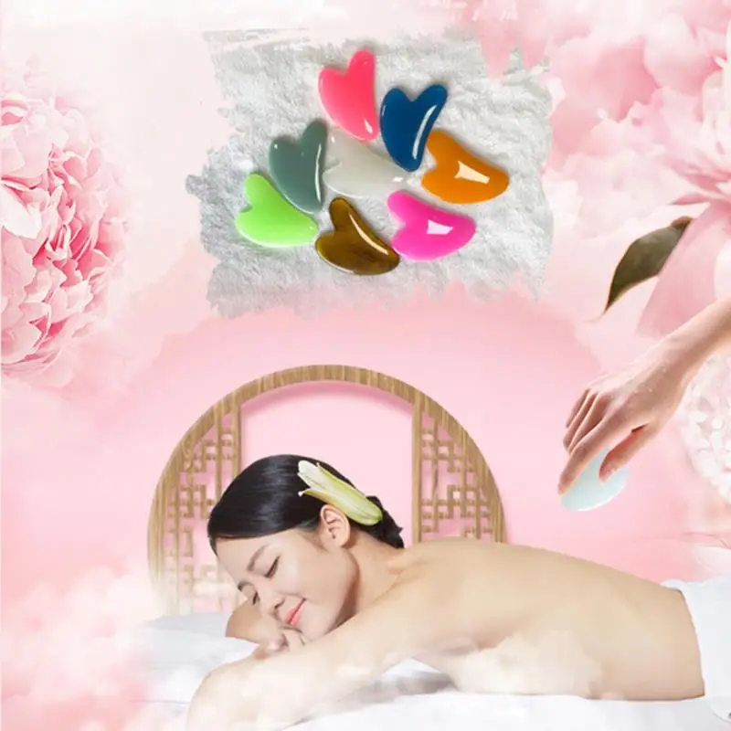 

Массажер гуаша полимерный в форме сердца, SPA массажный скребок для лица, акупунктура, доска для Массажа Гуаша для лица и тела
