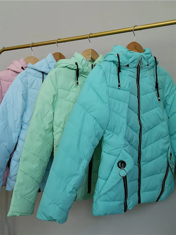 Short Soft Autumn Winter Thin Down Parka Women Causal Hooded Solid Coat Ladies Chic Jacket Female Outerwear