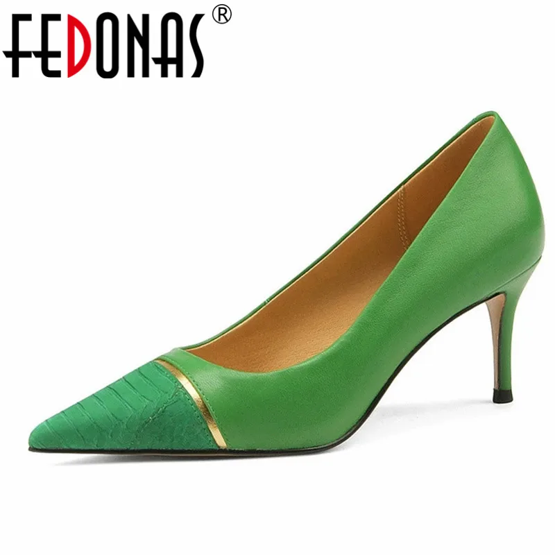 

FEDONAS New Sexy Elegant Fashion Women 2022 Summer Autumn Sheep Skin Consice Brand Office Lady Working High Heels Shoes Women