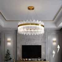 modern round light luxury crystal chandelier oval design restaurant lighting fixture living room villa bedroom study led pendant