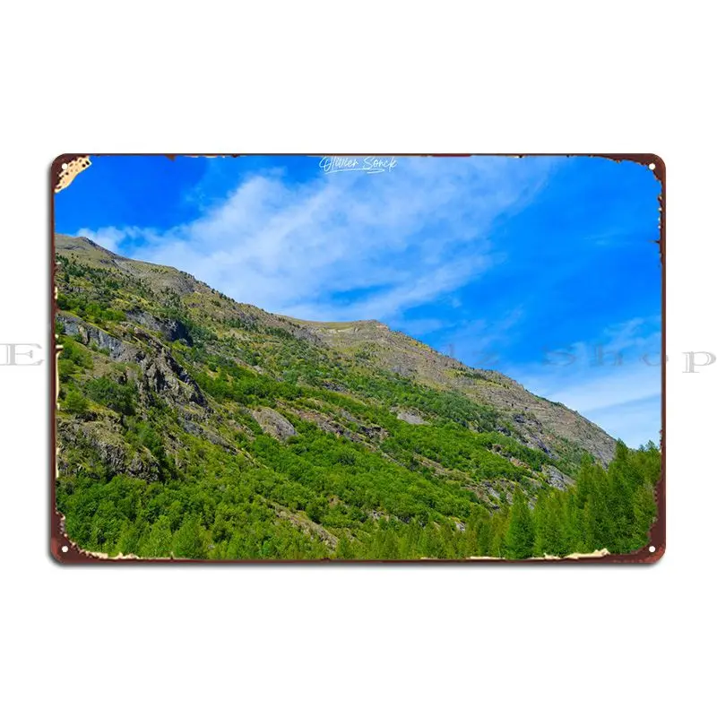 

Металлический плакат с изображением гор и голубого неба, домашний Настенный декор, железная стена на заказ
