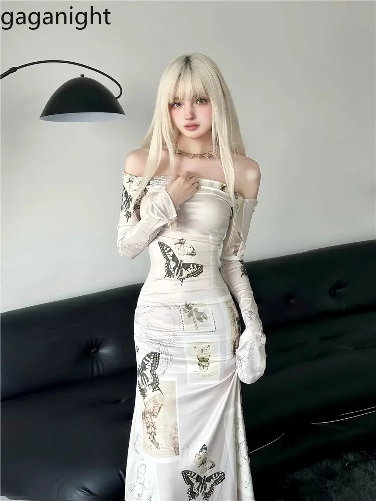 Gaganight женское американское ретро платье с расклешенными рукавами и одним вырезом