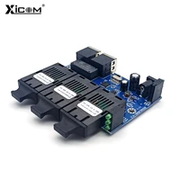 1 pcs 20km 10100m pcba board ethernet fiber optic converter single mode fiber switch duplex 3sc fiber port 2100m rj45 port