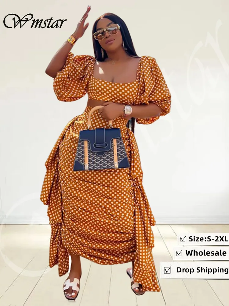 

Wmstar Two Piece Dress Sets Women 2022 Sexy Top and Skirts Matching Set Fashion Sexy Club Street Outfits Wholesale Dropshipping