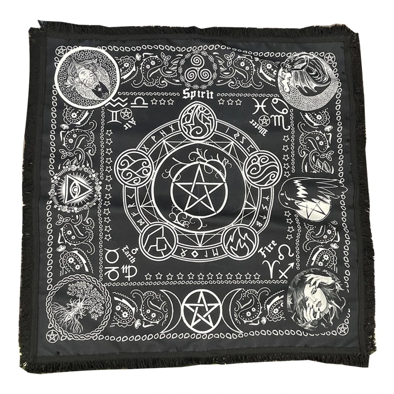 

H053 Altar Cloth Tarot Cards Table Napkins Witchcraft Supplies Tablecloth Square Spiritual Celestial- Deck Cloth