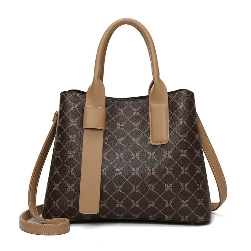 

New Luxury Women'S Bag Brown Women'S Portable Commuting Soft Leather Large Capacity Tote Embossed Single Shoulder Crossbody Bag