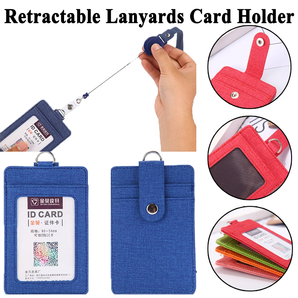 

PU Leather Wallet Coin Bag Lanyards Business ID Badge Holder Credit Card Holder Protect Cover Bag Strap Card holder