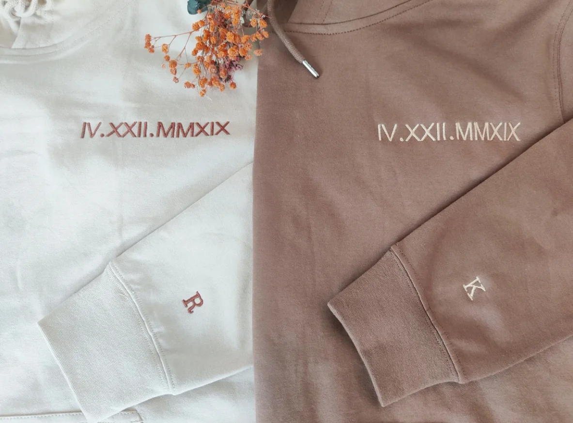 

Custom Embroidered Anniversary Date die, Roman Numerals Couples Sweatshirt, Gifts for Her, Gifts for Him, Valentines Gift