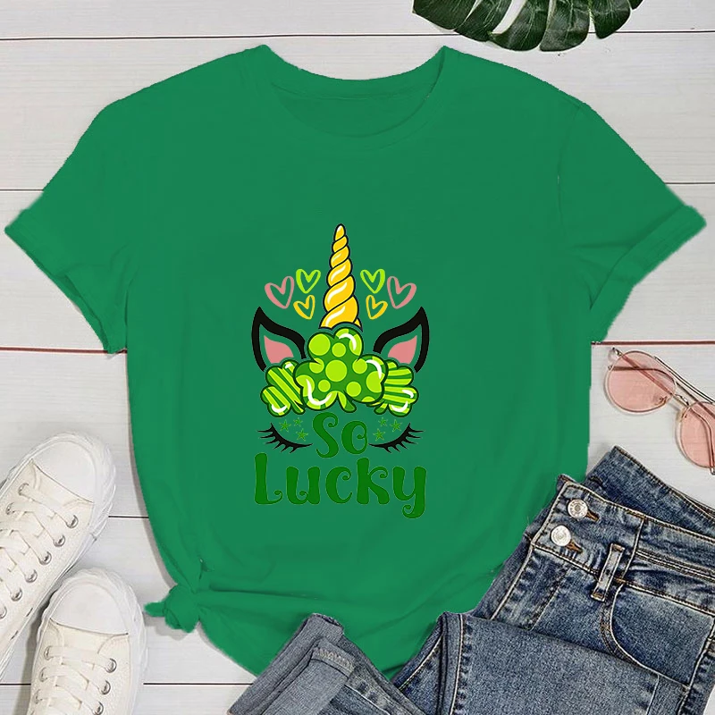 (Футболка премиум-класса) забавная Футболка с принтом единорога на удачу для