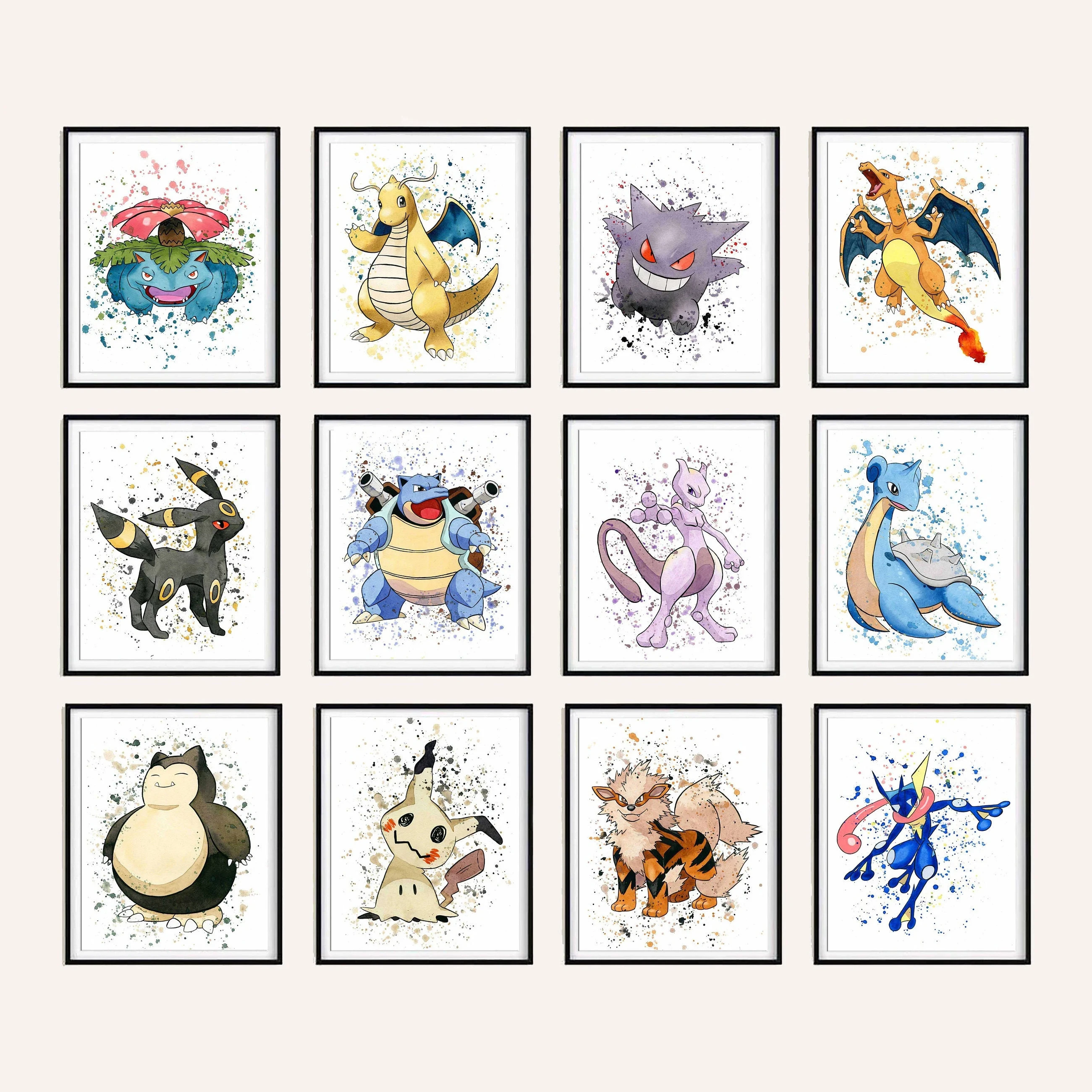 

Wall Art Modular Home Decor Pokemon Watercolor Pictures Hd Printed Simple Cartoon Canvas Paintings Baby Bedroom Lovely Artwork