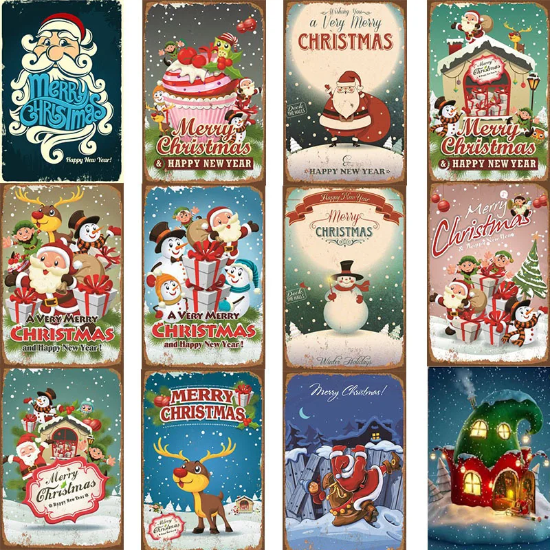 

Festivals Decor Christmas Tin Sign Plaque Metal Plate Poster for Club Living Room Kitchen Home Wall Art Decoration Customised