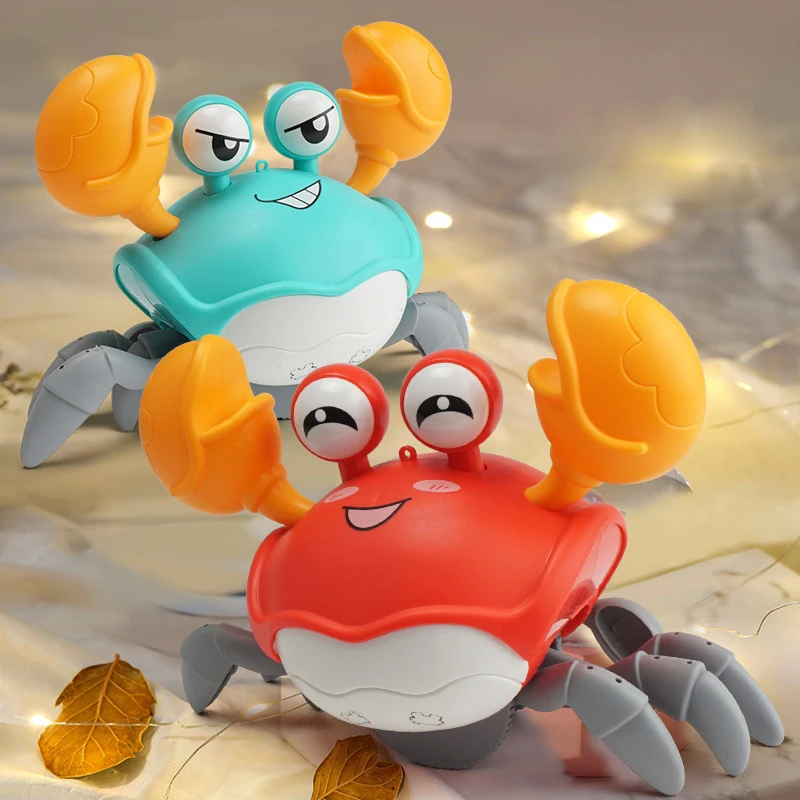 

Simulation voice activated crab toy cartoon music light projection crawling automatic obstacle avoidance children's toy gift