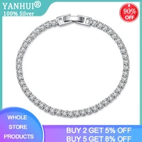 womens silver color bracelet luxury round white zirconia diamond bracelets 17cm for women wholesale wedding jewelry sl016