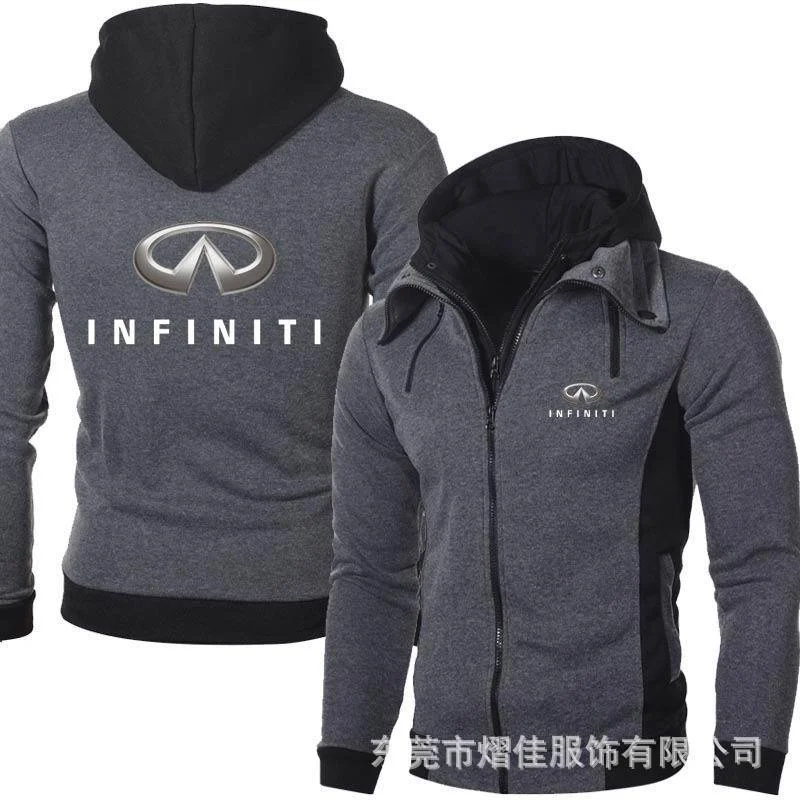 

Куртка INFINITI мужская на молнии, куртка-бомбер, худи с воротником-шарфом, Повседневная флисовая уличная одежда с капюшоном, приталенный силуэ...