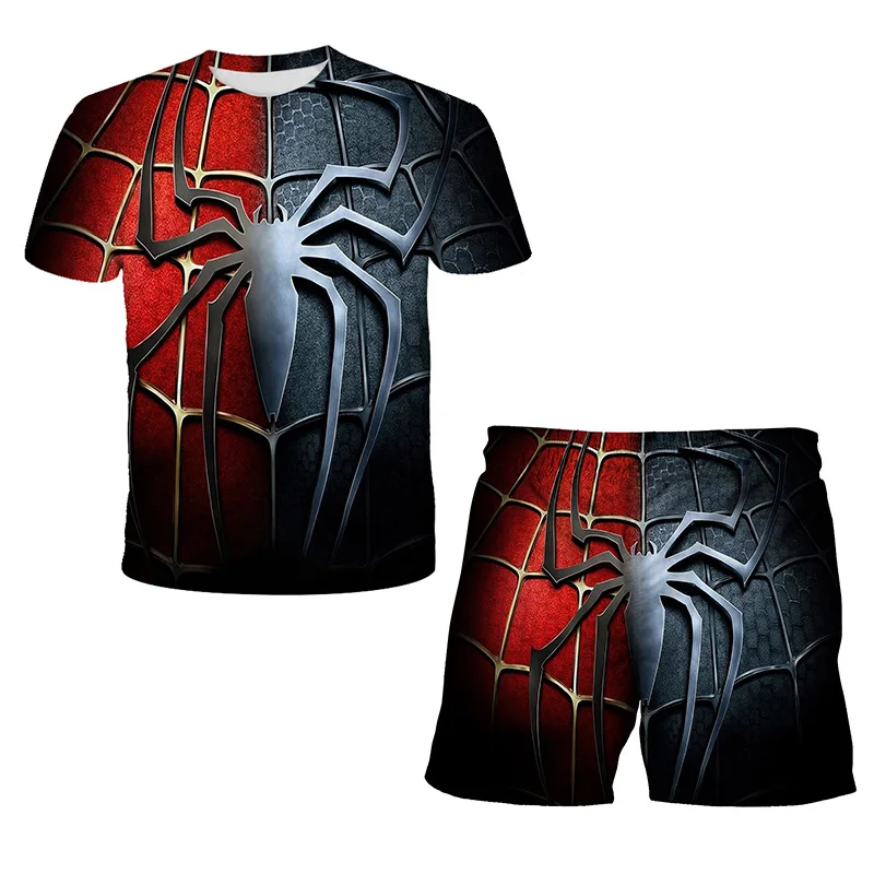Spiderman Korean Children's Clothing for Boy Graphic T-Shirt 3D Printing Baby Girl Clothes Boys Kids Set Family Matching Outfits