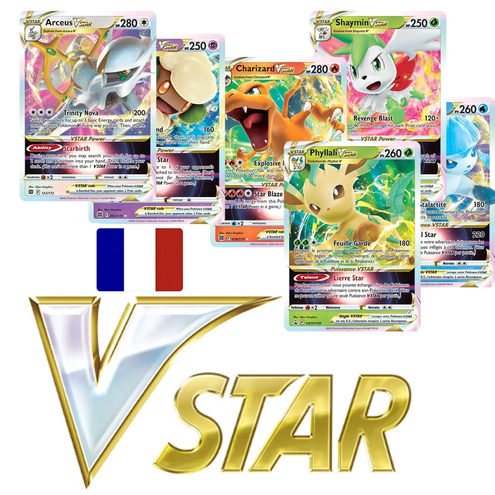 Карты Покемон во французских буквах Charizard Arceus Vstar Vmax GX MEGA V-union детский подарок игра
