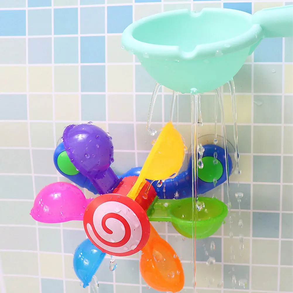 

Fun Suction Cup Waterfall Gift Bathtub Whirling Windmill Baby Bath Toy Sensory