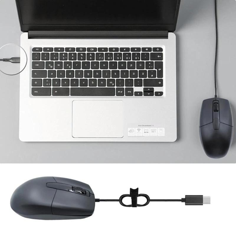 Фото USB -тип C шнурная мышь для ноутбуков, мобильных телефонов и таблеток 3 кнопок эргономичная мышь №5
