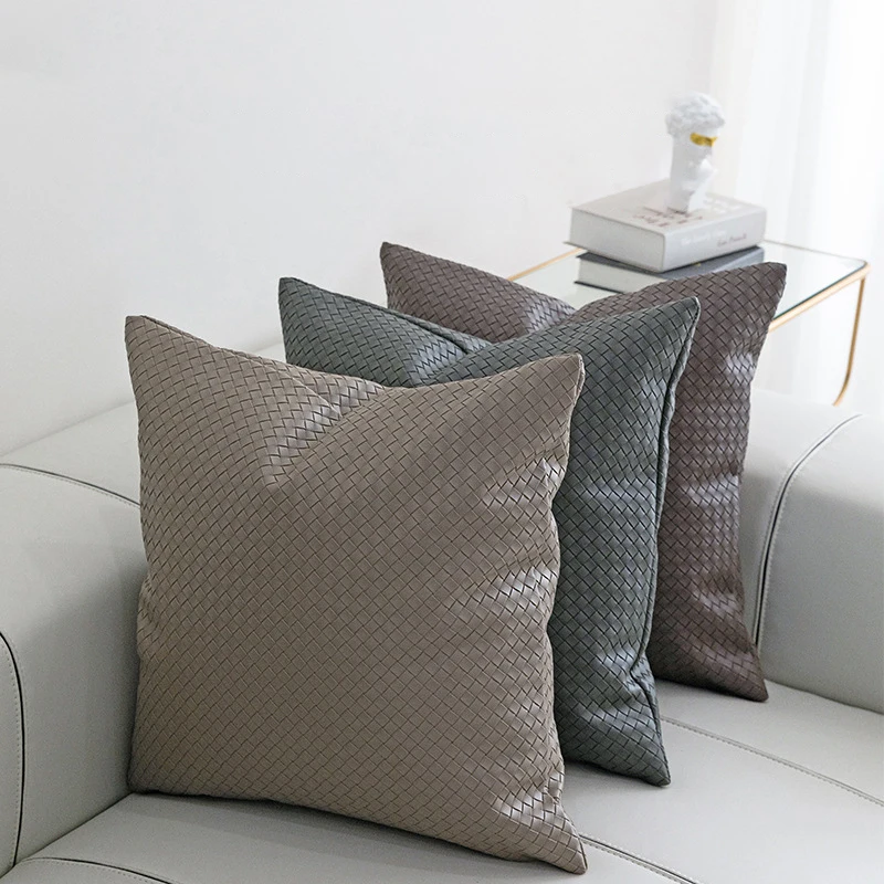 

PU Leather Cushion Cover Sofa Cushion Covers 45x45/30x50 Decorative Throw Pillow Case Home Hotel Decor Solid Color Pillow Cover