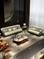 modern chinese ebony solid wood sofa italian style simple luxury leather sofa combination living room furniture