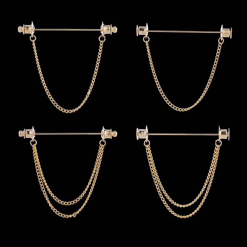 

Серебряная металлическая цепочка Zhu Yilong, булавка с кисточкой, Мужская брошь с прорезью для рубашки, аксессуары для воротника