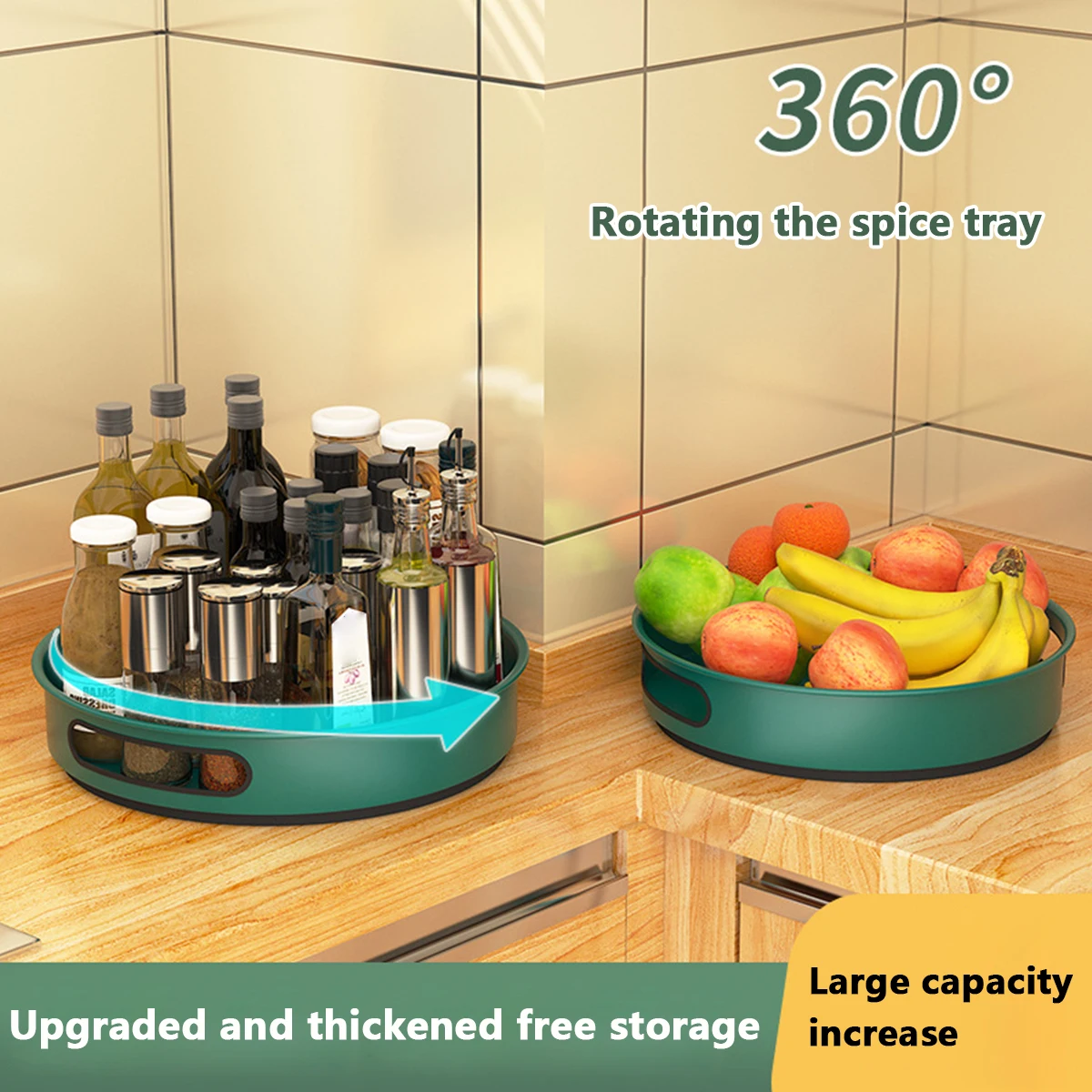 

Lazy Susan Turntable Organizer Stainless Steel 360° Turntable Spice Rack Revolving Cosmetic Organizer Stable Cabinet Spinning