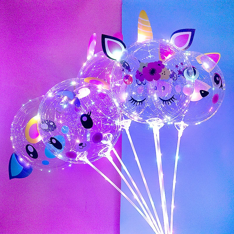 

6pcs 20inch LED Balloon Light Animal Stickers Birthday Party Decorations Baby Shower Air Balloon Toy Balls Pig Unicorn Balloons