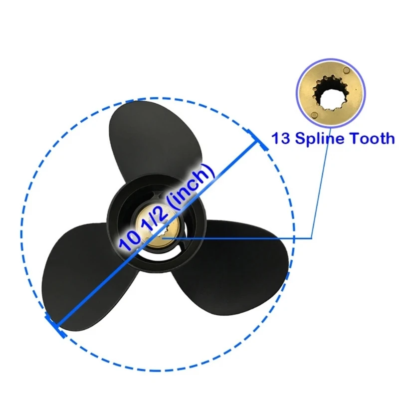 Пропеллер для подвесных двигателей мощностью 25 л.с. 50 55 60 70 3 лопасти 13 шлицев зуб
