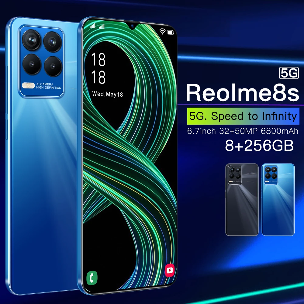 

ORIGINAL Reolme 8s 5G 8GB+256GB 6.7 inch Dewdrop Display Android Face access phone
