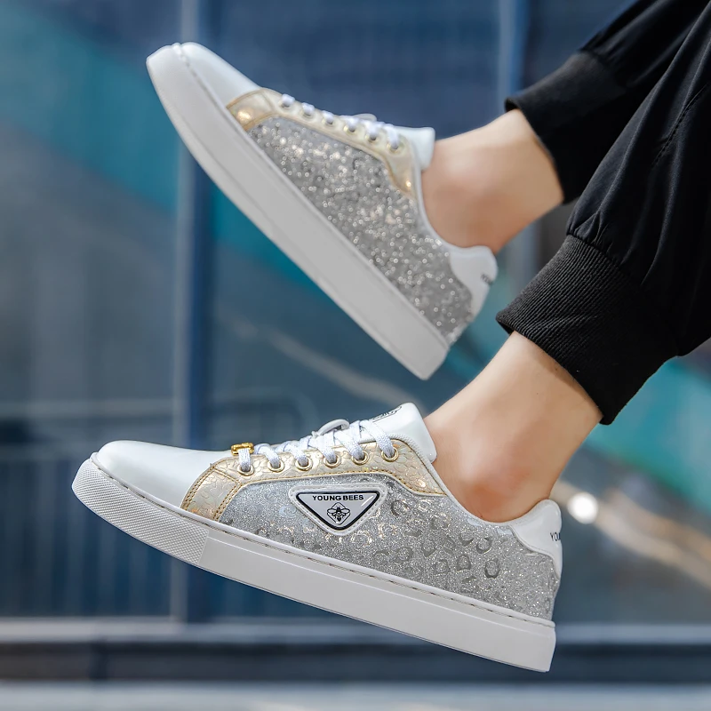 Спортивная обувь для мужчин серебристые золотые мужские роскошные брендовые