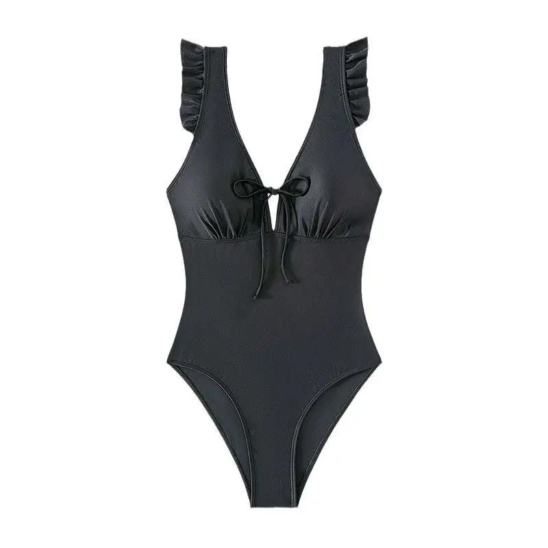 

Слитный купальник с глубоким V-образным вырезом и оборками, монокини, женский купальник