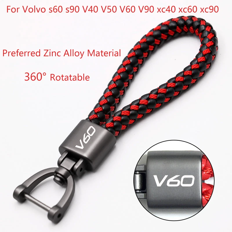 

For Volvo s60 s90 V40 V50 V60 V90 xc40 xc60 xc90 Accessories Custom LOGO Motorcycle Braided Rope Keyring Metal Keychain