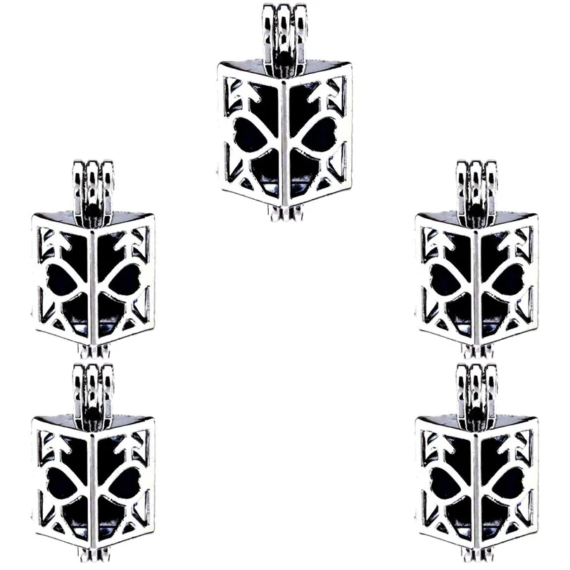 

10Pcs Arrow of Heart Square Pearl Cage Locket Aromatherapy Diffuser Pendant Necklace Bracelet New Charm DIY Jewelry Making Bulk