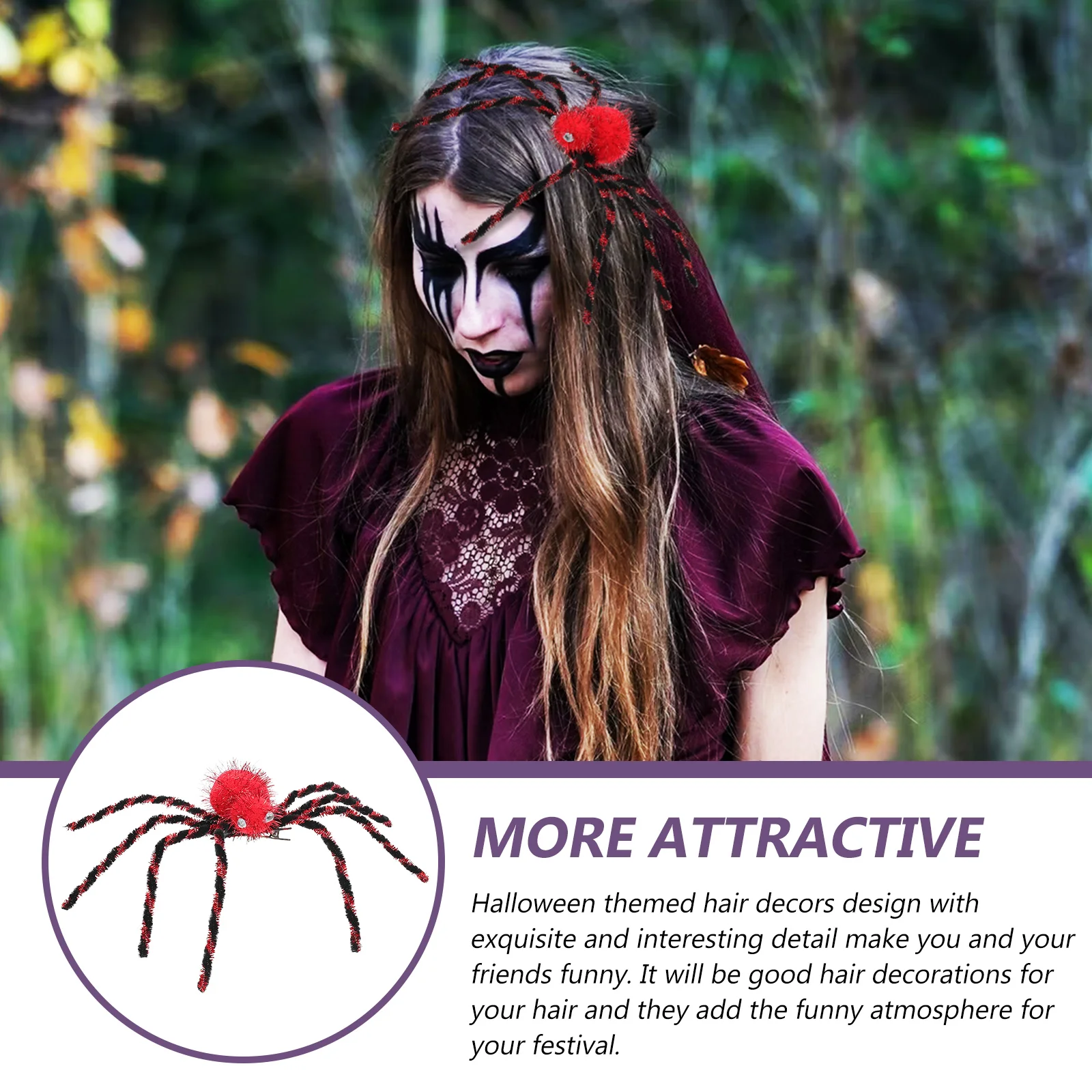 Платье для косплея реквизит заколка волос в виде паука праздничный головной убор