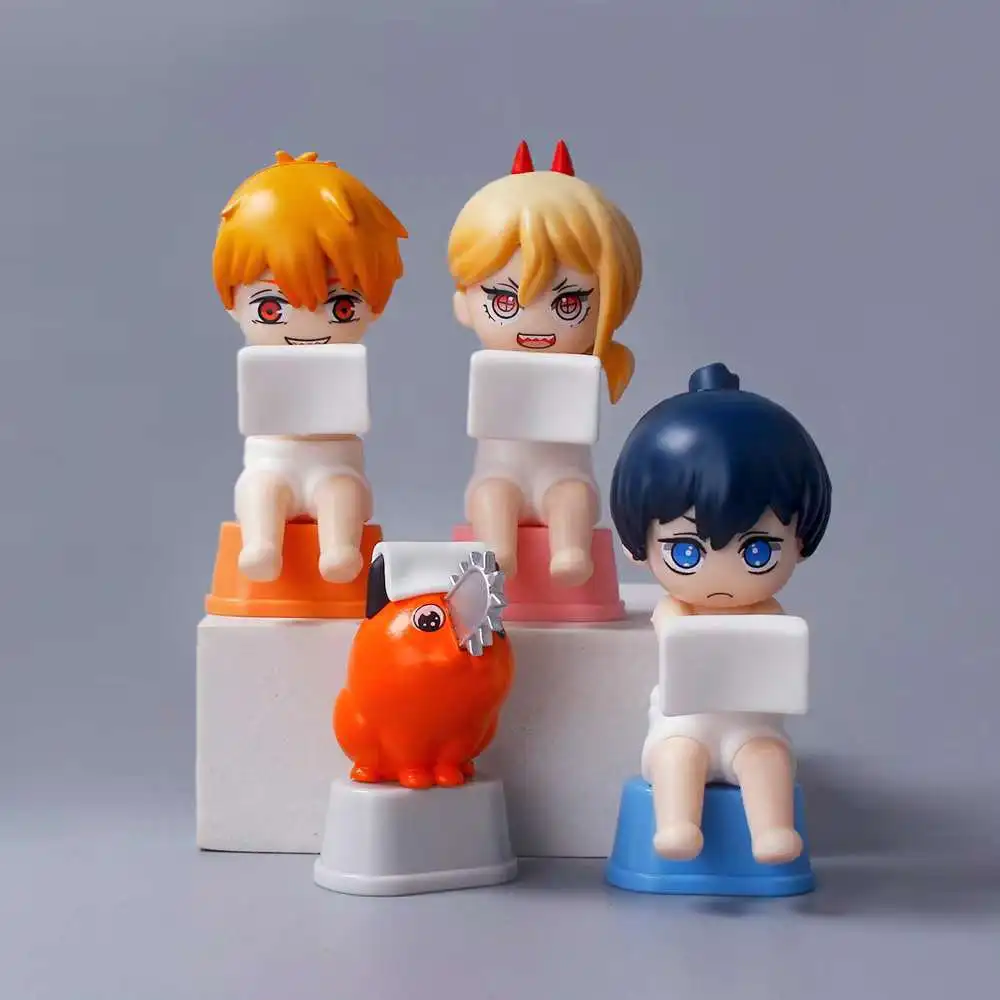 

Anime Chainsaw Man Denji Figure Bath Bathroom Pochita Power Makima Figure Q Verision Reze Collectile Toy Hayakawa PVC Ornament