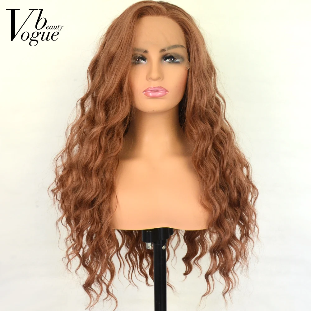 Vogue Beauty 30# Chestnut Synthetic Lace Front Curly Wig Heat Resistant Fiber Natural Hairline Cosplay For Women