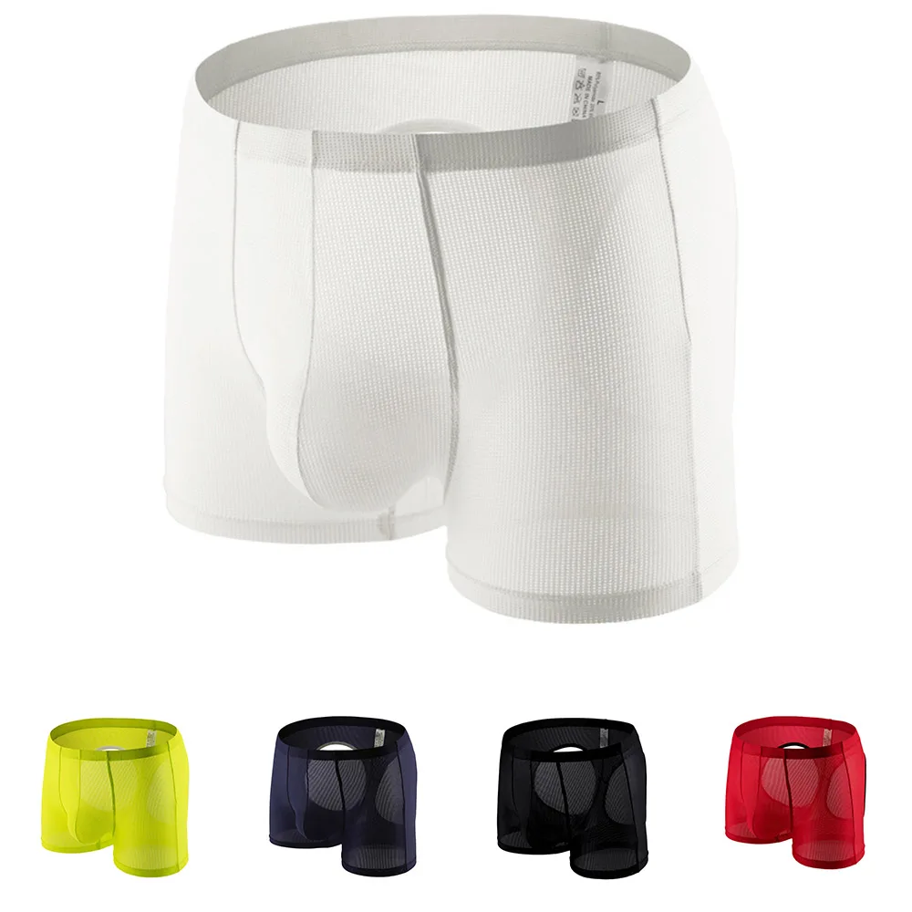 

2023 Mesh Boxer Mens Transparent Underwear Men Cueca Sexy Boxers Shorts Hollow Lingerie Underpants Panties Trunks