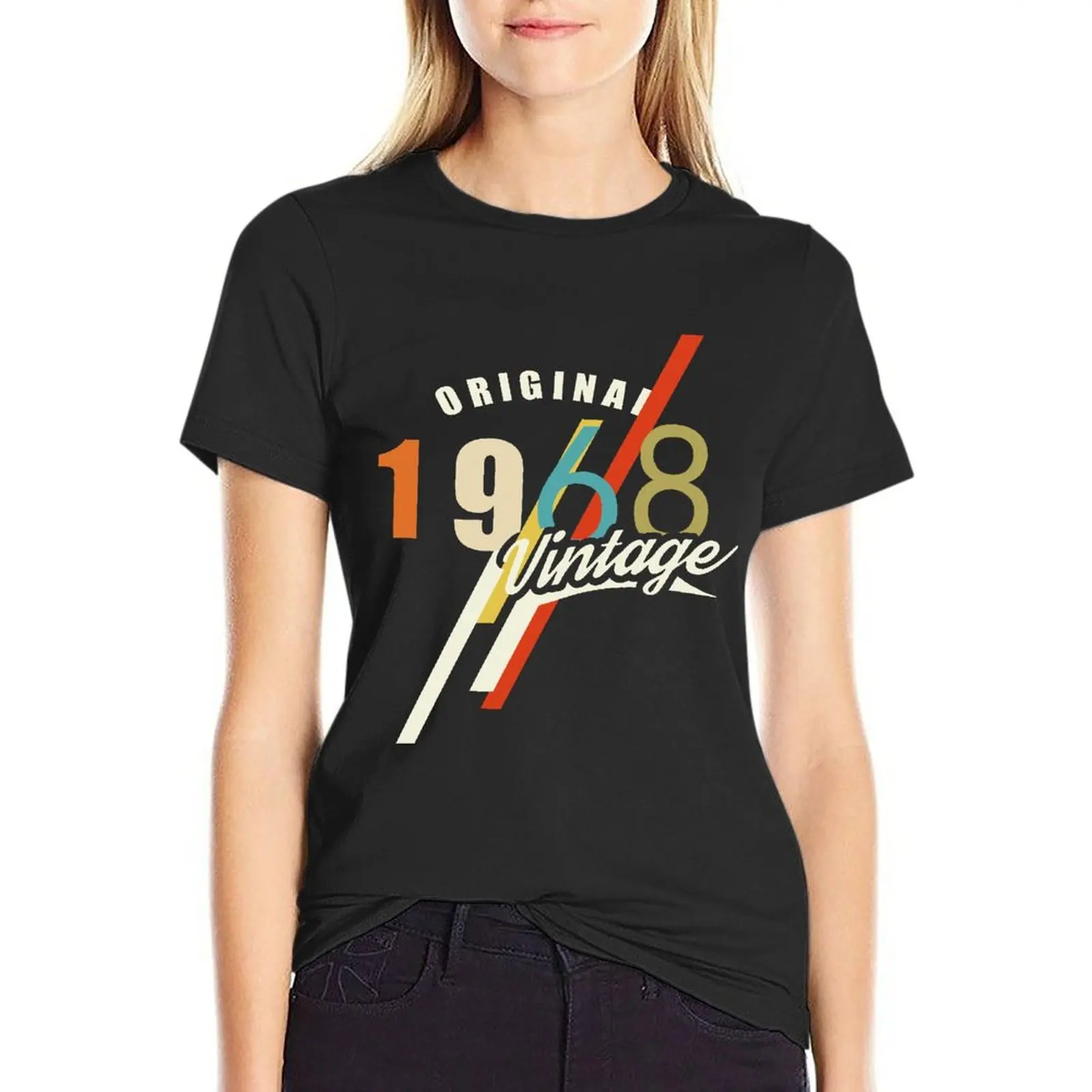 

Vintage 1968 Gift Father'S Day Oversize T-Shirt Branded Womens Clothes 100% Cotton Streetwear Large Size Tops Tee