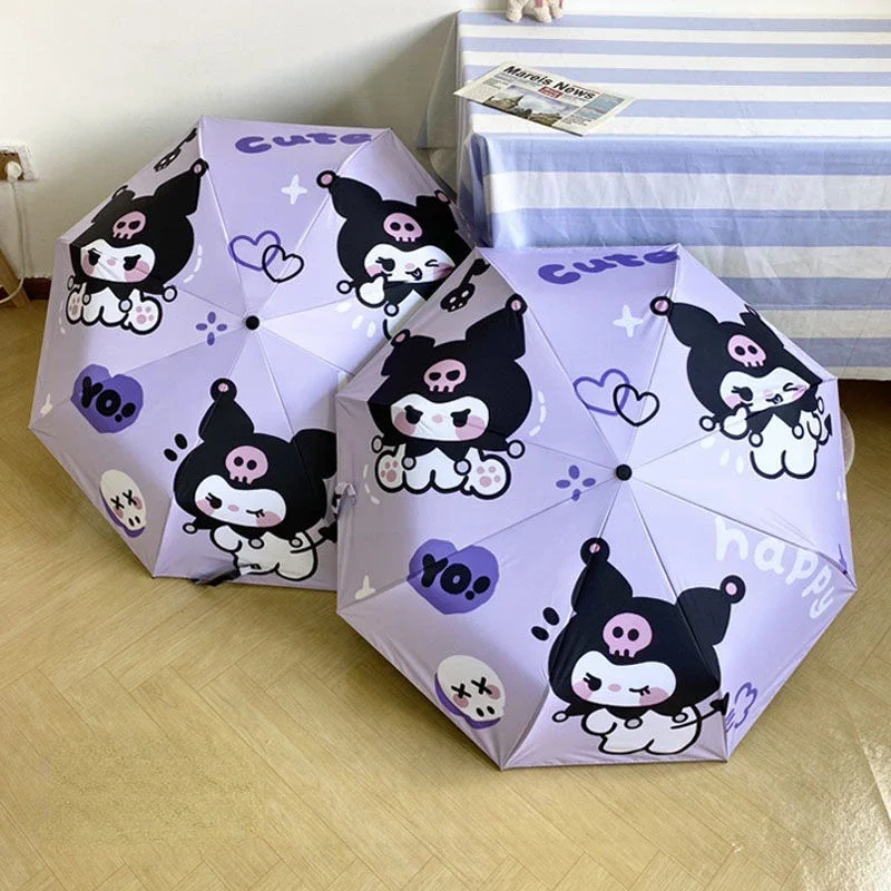 Зонт от солнца Kuromi с защитой УФ-излучения черный резиновый зонт зонтик двойного