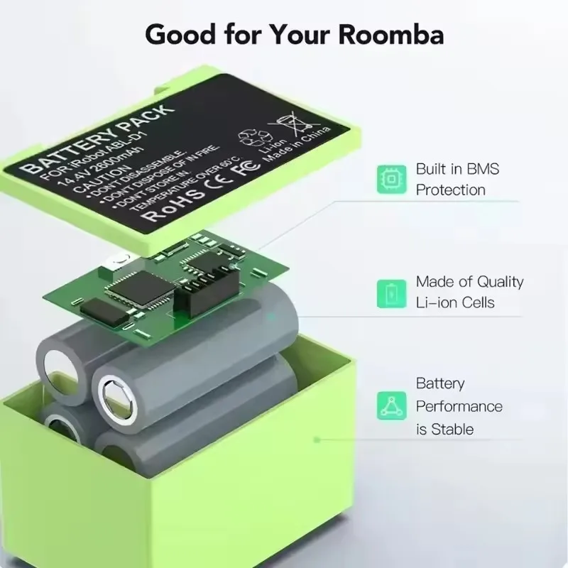 Фото Замена аккумулятора 14,4 В, 2600 мАч/3500 мАч для iRobot Roomba e и i Series i7+ e5 7150 7550 i3 3150 i3+ 3550 i4 4150 i4+ 4624864 №2