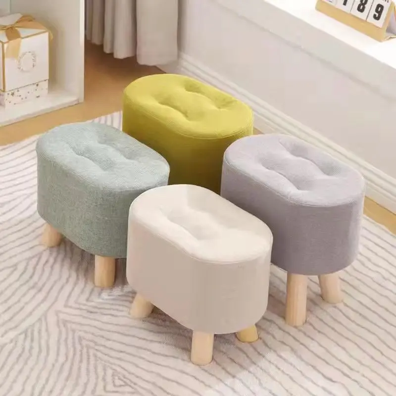 

Modern Minimalist Shoe Changing Stool Home Solid Wood Fabric Side Stools Living Room Corridor Doorway Wooden Bench Furniture D