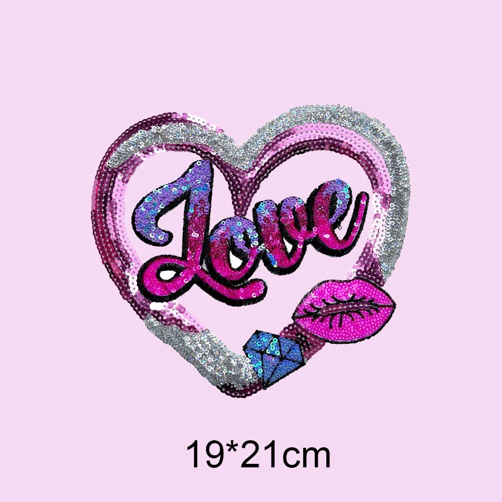 1 шт. 19*21 см патч с блестками и сердечками ручной работы украшение для одежды